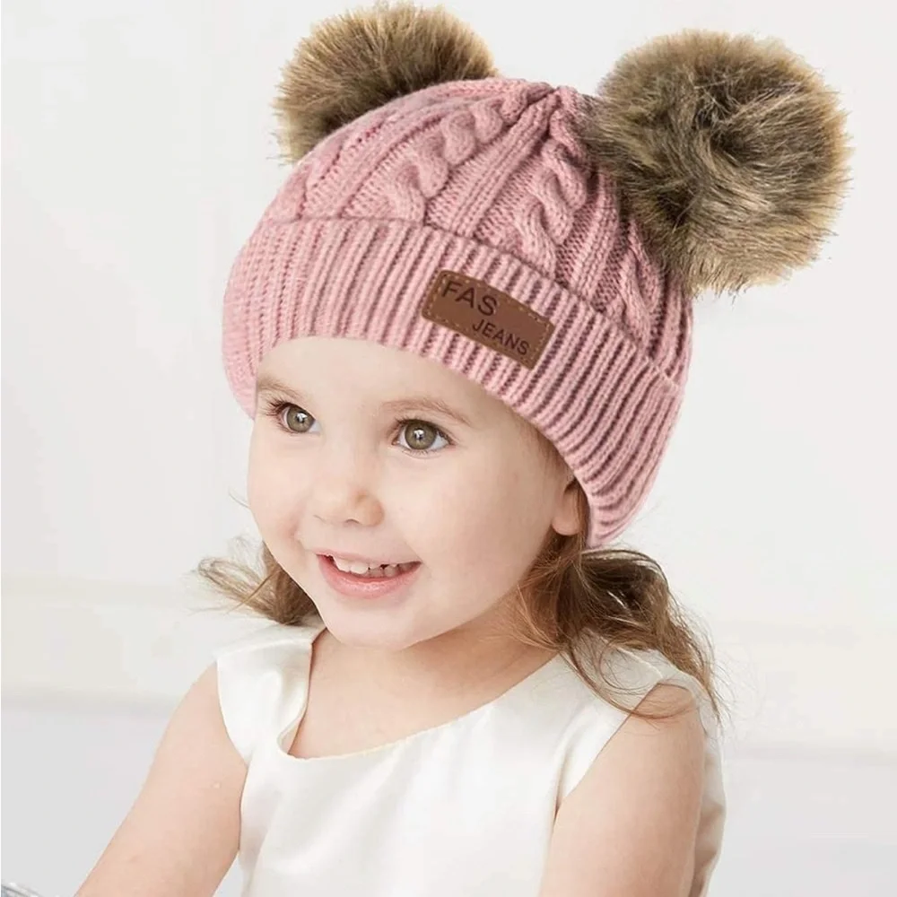 FAS JEANS Pink Cute Comfortable Keep Warm Pom-Pom Hat